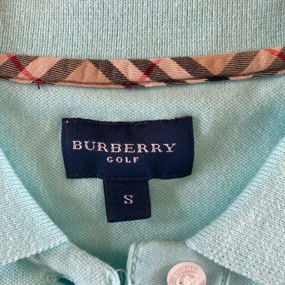 Burberry Golf Vintage Polo Shirt Top Women’s Long Sleeve Aqua Blue - Picture 2 of 12